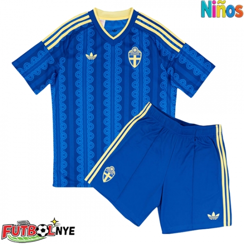 Camiseta Suecia Visitante Equipación para niños Mundial 2026 manga corta (+ pantalones cortos)